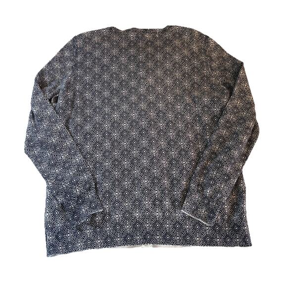 L.L. Bean Women’s Cardigan Blue & White Knit Button Front Supima Cotton Large - Picture 7 of 10